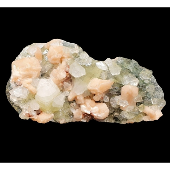 yellow apophyllite with stilbite and chalcedony