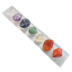 7 chakras bar selenite with 7 chakras stones
