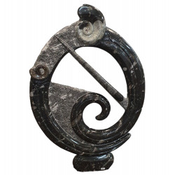 orthoceras and goniatite round sculptur