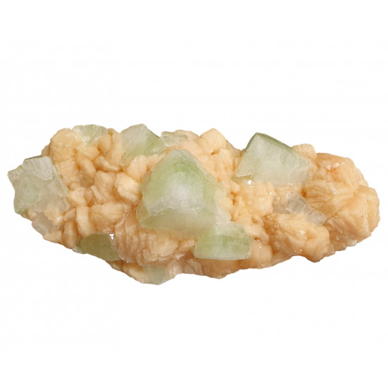 green apophyllite on stilbite