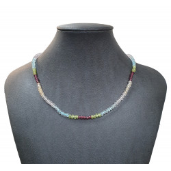 Collier citrine, amethyste, aigue-marine, peridot, grenat  5mm 