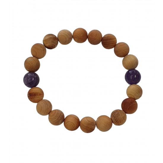 Amethyst and Wood Bracelet 10mm