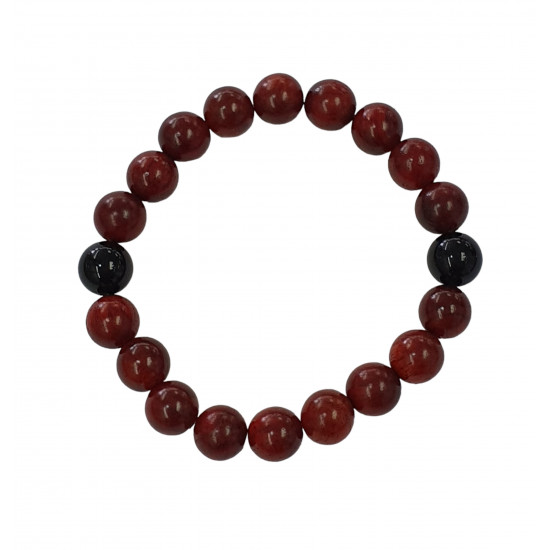 Black Tourmaline and Wood Bracelet 10mm