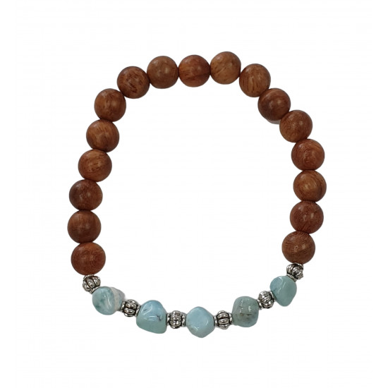 Larimar and Wood Bracelet 8mm