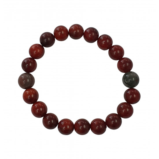 Bloodstone and Wood Bracelet 10mm