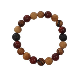 Lava Stone and Wood Bracelet 10mm