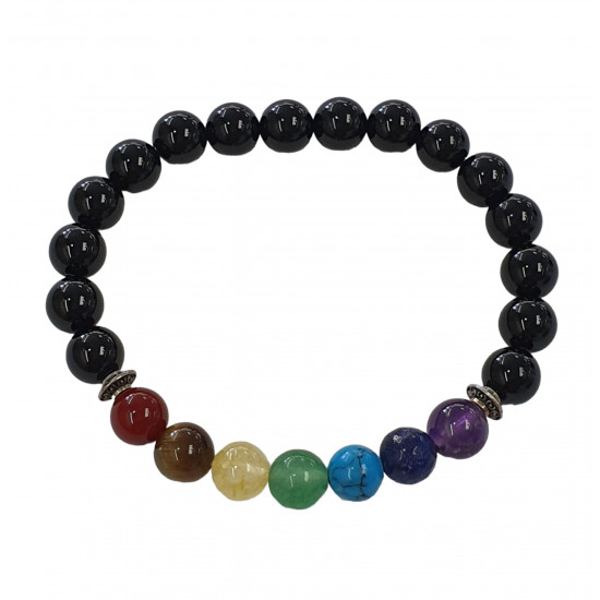 Onyx With 7 Chakras Bracelet 8mm