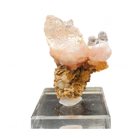 Hyalite opal on chalcedony