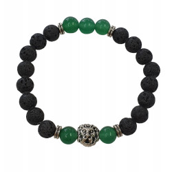 Green Aventurine and Lava Rock Bracelet 8mm