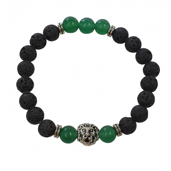 Green Aventurine and Lava Rock Bracelet 8mm