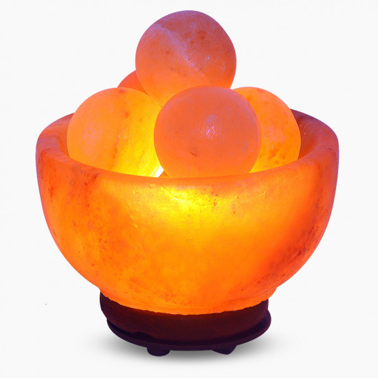 Fire Chunk Bowl salt Lamp with Massage Balls