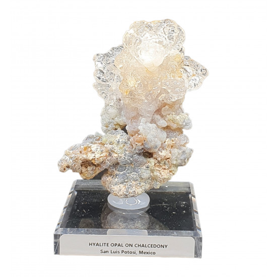 Opale hyalite sur calcédoine