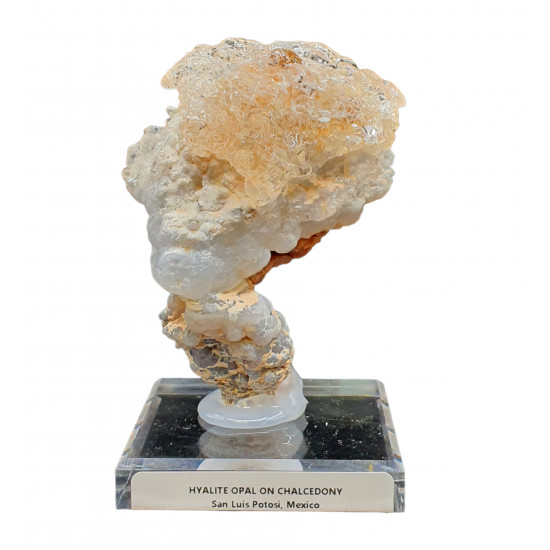 Hyalite opal on chalcedony