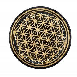 Disc plate flower of life obsidian 10 cm 