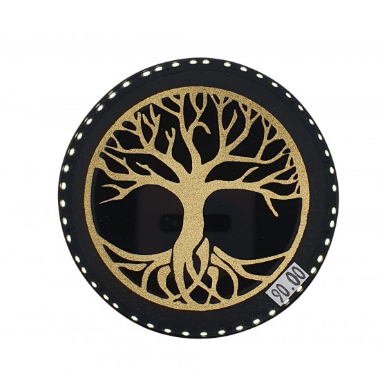 Disc plate tree life obsidian 8 cm 