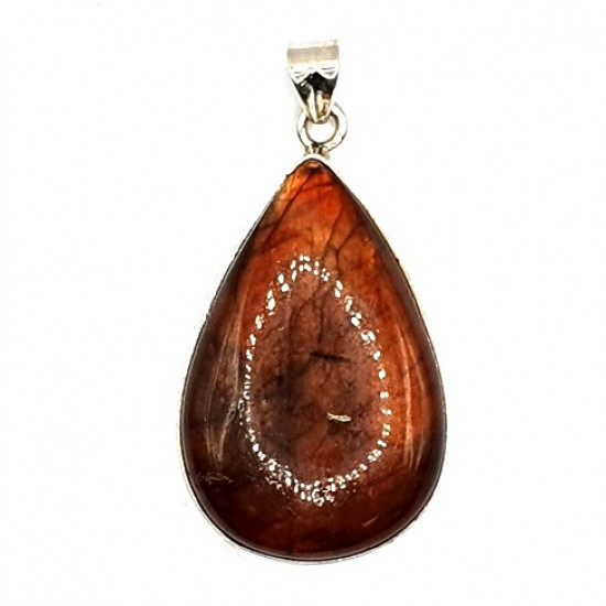 pendant irridiated labradorite brown silver
