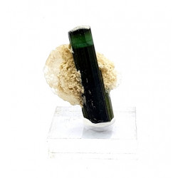 green tourmaline on quartz
