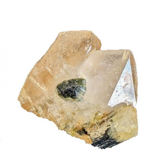 green tourmaline on quartz