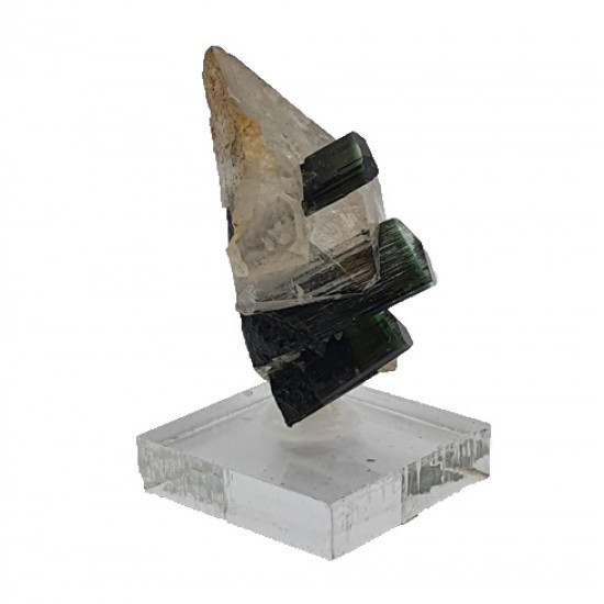 green tourmaline on quartz