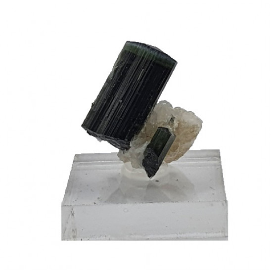 tourmaline verte sur quartz
