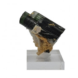 green tourmaline on quartz