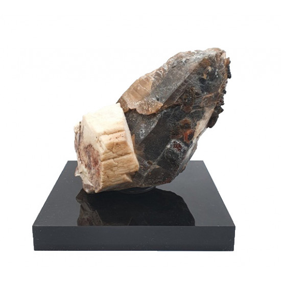 feldspar - smoky quartz - goethite