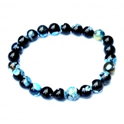 Black and Blue agate Bracelet 8mm