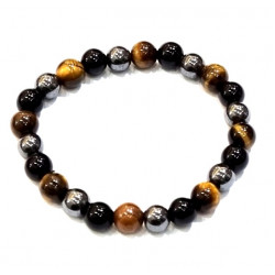 Tiger Eye With Hematite and Black Onyx Bracelet 8mm