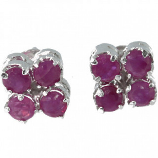 Sterling Silver Ruby Earrings EF-27