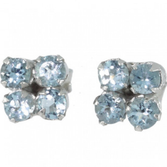 Sterling Silver Blue Topaz Earrings EF-27