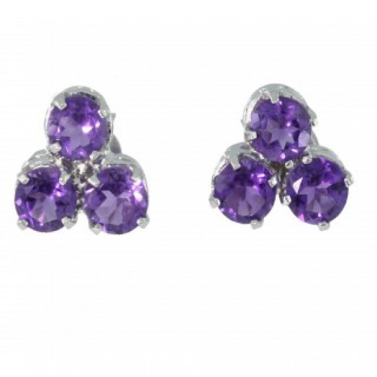 Sterling Silver Amethyst Earrings EF-29
