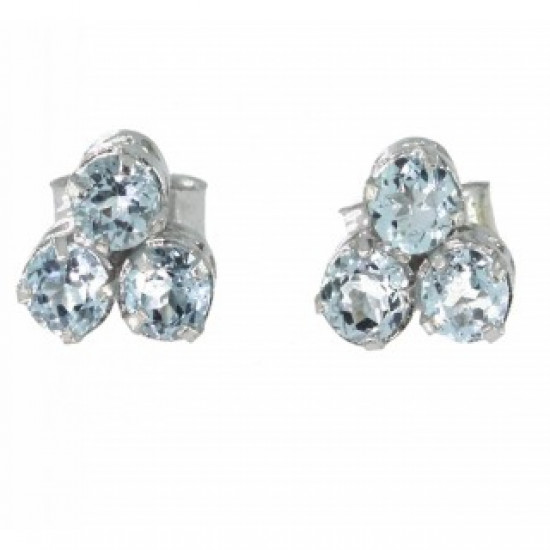 Sterling Silver Blue Topaz Earrings EF-29