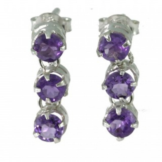 Sterling Silver Amethyst Earrings EF-30