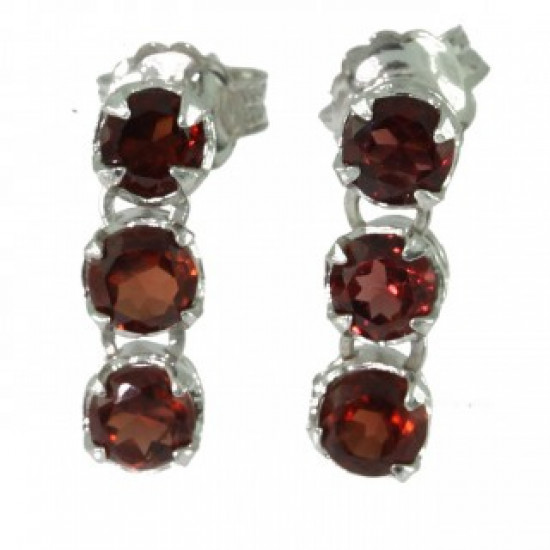 Sterling Silver Garnet Earrings EF-30