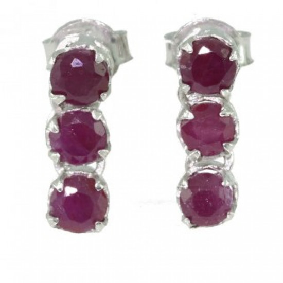 Sterling Silver Ruby Earrings EF-30