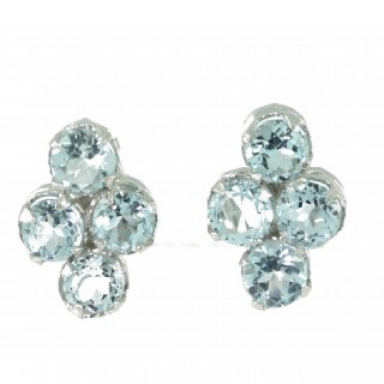 Sterling Silver Blue Topaz Earrings EF-32