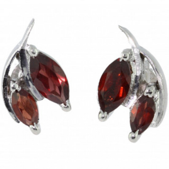 Sterling Silver Garnet Earrings EF-34