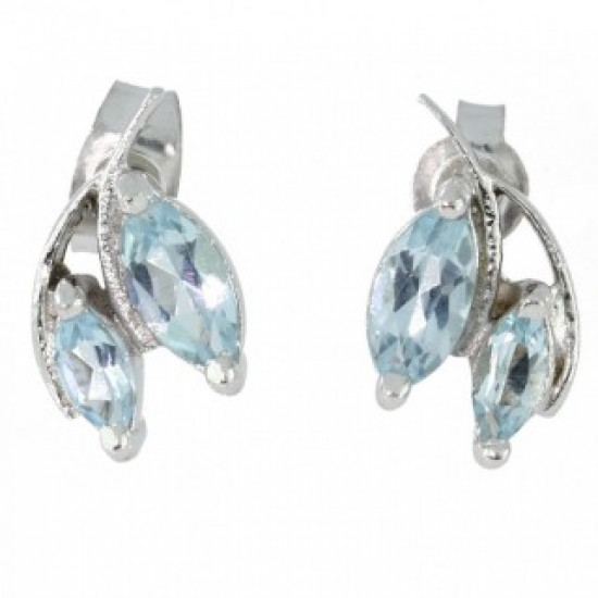 Sterling Silver Blue Topaz Earrings EF-34