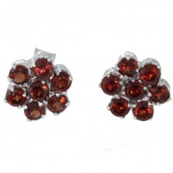 Sterling Silver Garnet Earrings EF-36