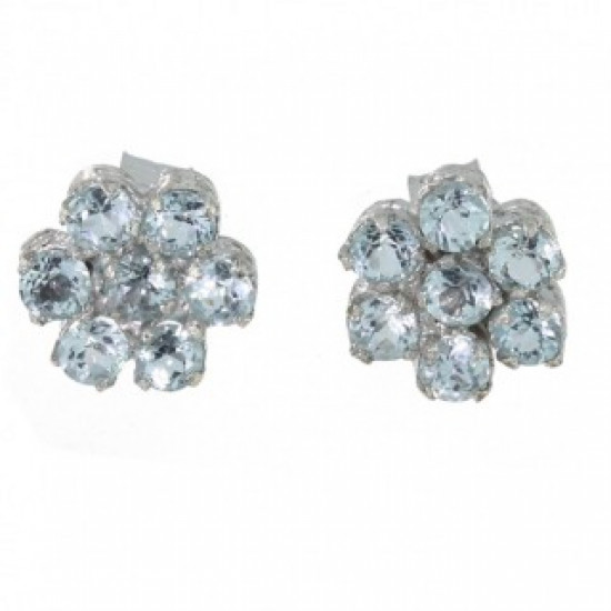Sterling Silver Blue Topaz Earrings EF-36