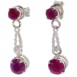 Sterling Silver Ruby Earrings EF-38
