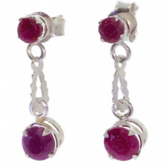 Sterling Silver Ruby Earrings EF-38