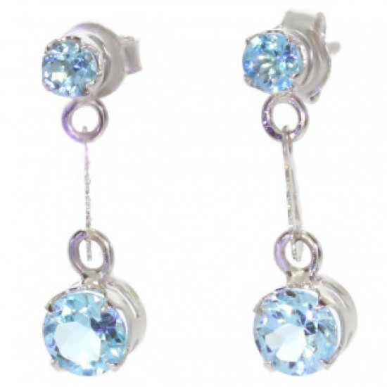 Sterling Silver Blue Topaz Earrings EF-38