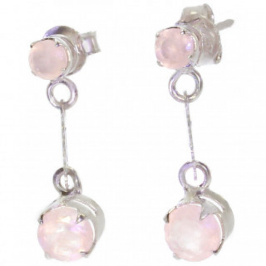 Sterling Silver Rose Quartz Earrings EF-38