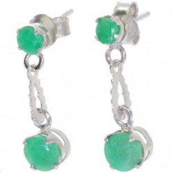boucles d'oreilles argent emeraude EF-38