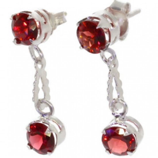 Sterling Silver Garnet Earrings EF-38
