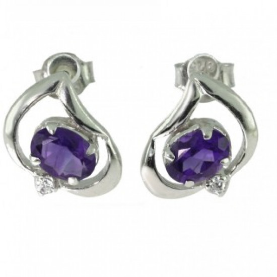 Sterling Silver Amethyst Earrings EF-39
