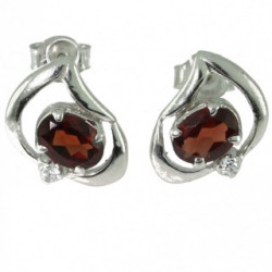 Sterling Silver Garnet Earrings EF-39
