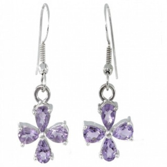 Sterling Silver Amethyst Earrings EF-44 