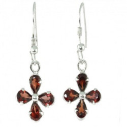 Sterling Silver Garnet Earrings EF-44 